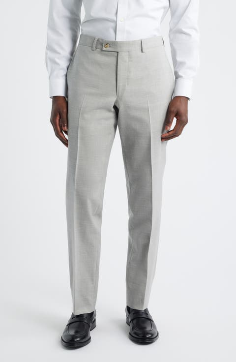 Piero Flat Front Stretch Cotton 
Wool Pants