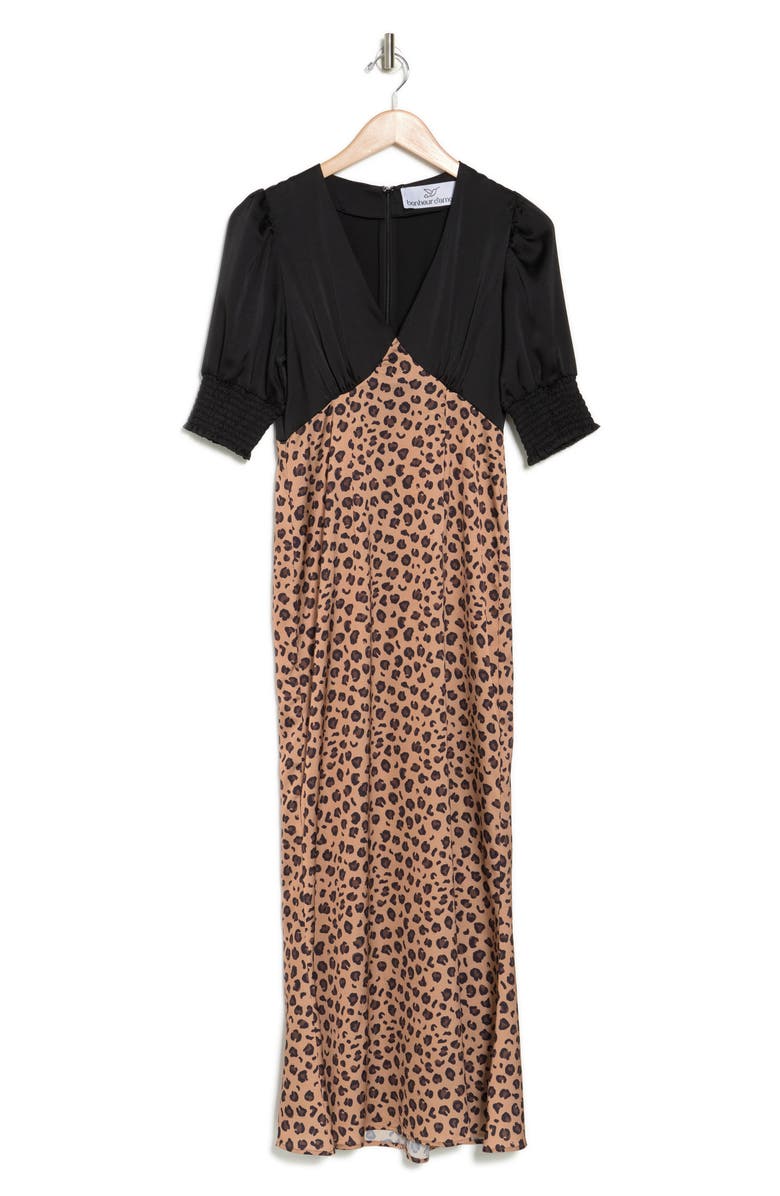 Bonheur D'Amour Leopard Print Empire Waist Maxi Dress, Alternate, color, 