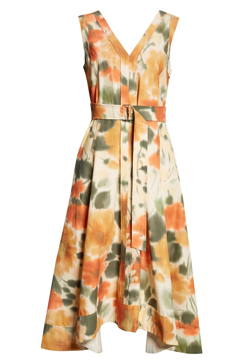 Blurred Marigold Print Cotton Dress, Alternate, color, MARIGOLD MULTI