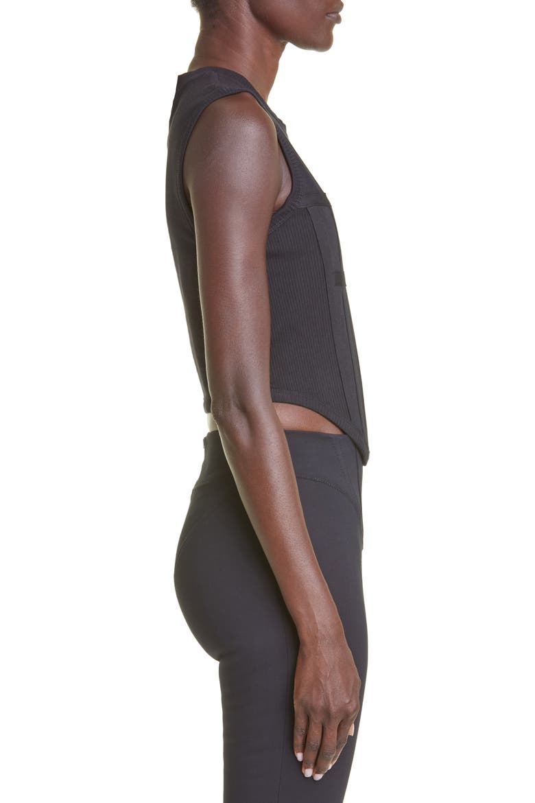 Gender Inclusive Rib Jersey Corset Tank, Alternate, color, BLACK
