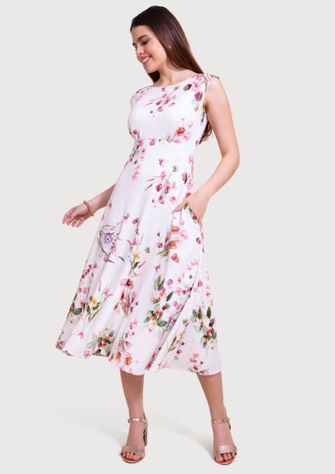 Luna Boat Neck Sleeveless Midi Dress