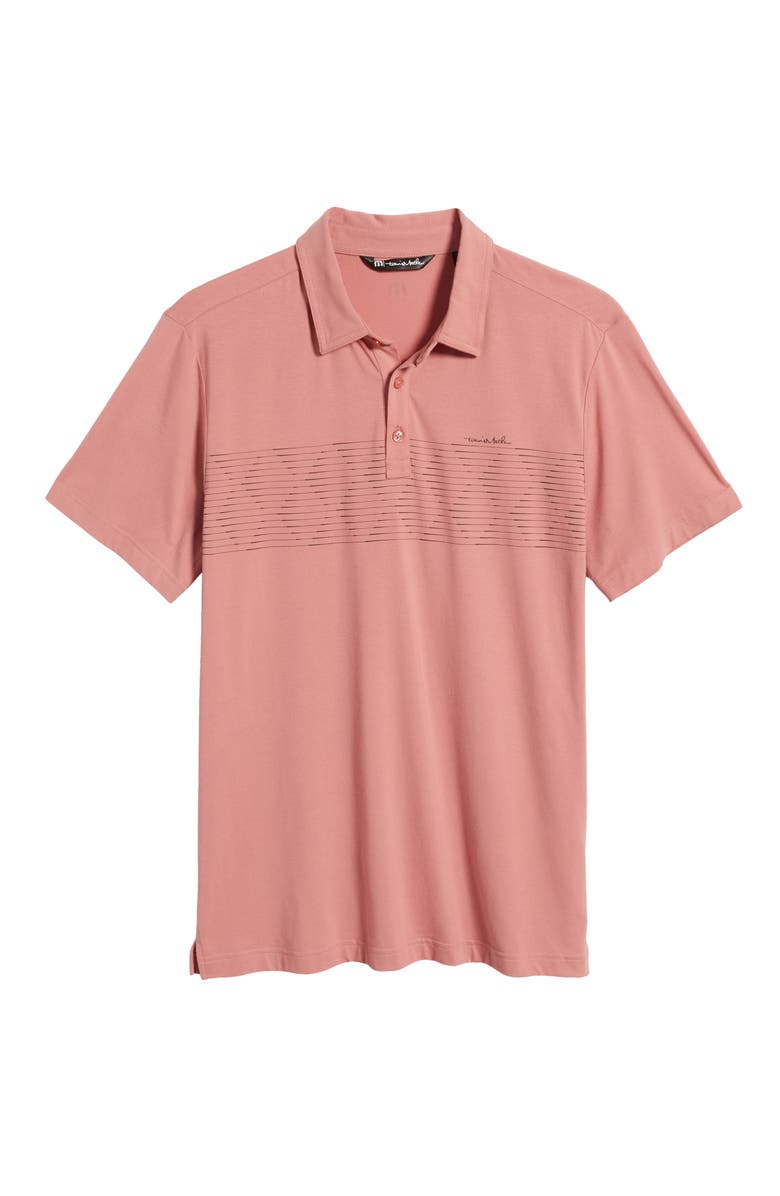 TravisMathew Relocation Stripe Stretch Polo, Alternate, color, Dusty Rose