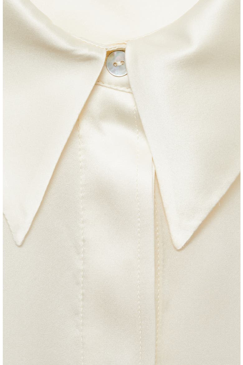Satin Silk Button-Up Shirt, Alternate, color, OFF WHITE