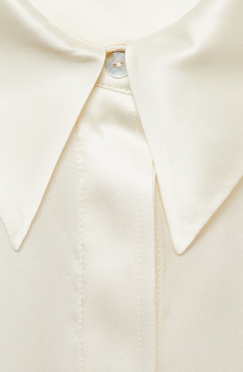 MANGO Satin Silk Button-Up Shirt, Alternate, color, 