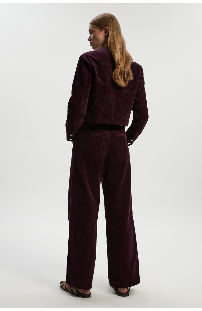 Karen Millen Cord Straight Leg Pants, Alternate, color, Berry