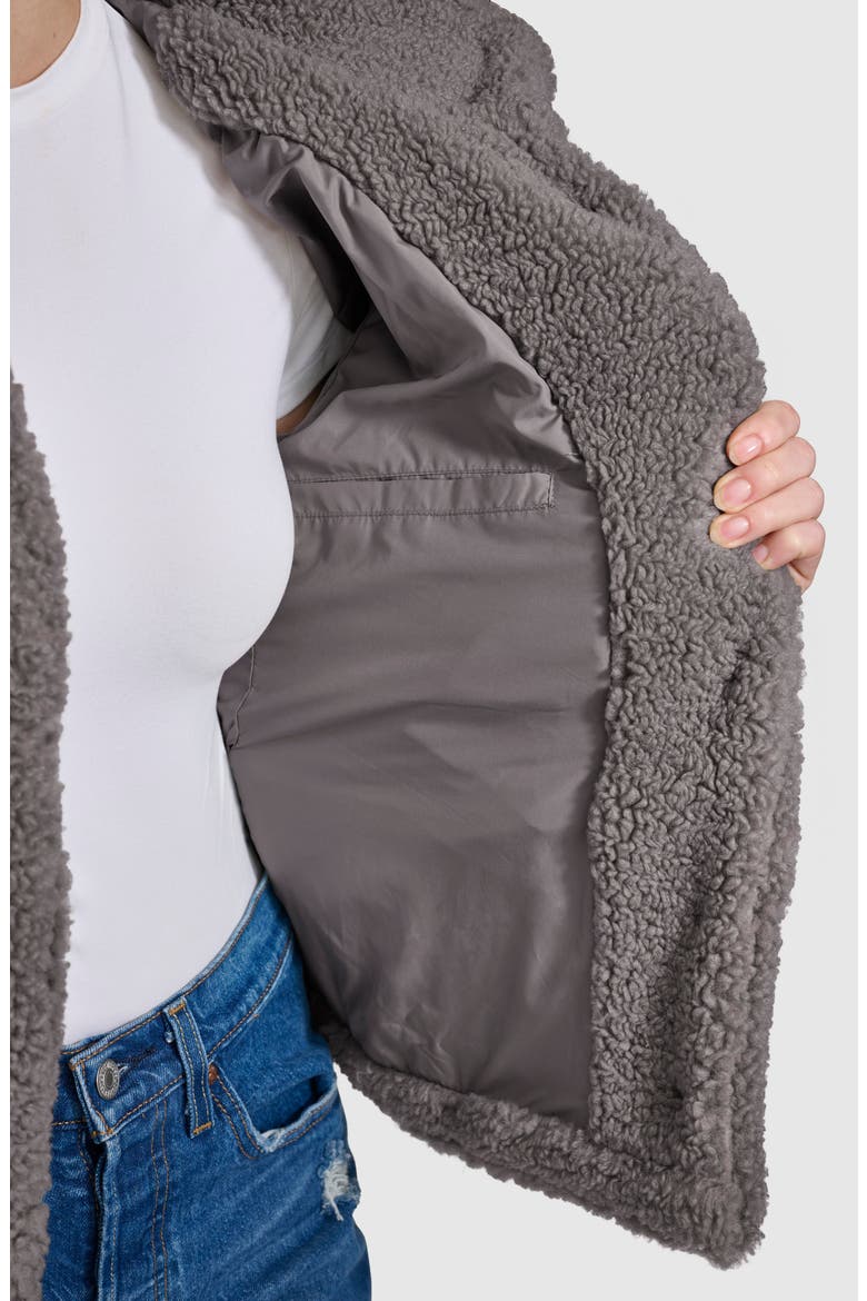 Quilted Faux Fur Short Teddy Jacket, Alternate, color, GREY