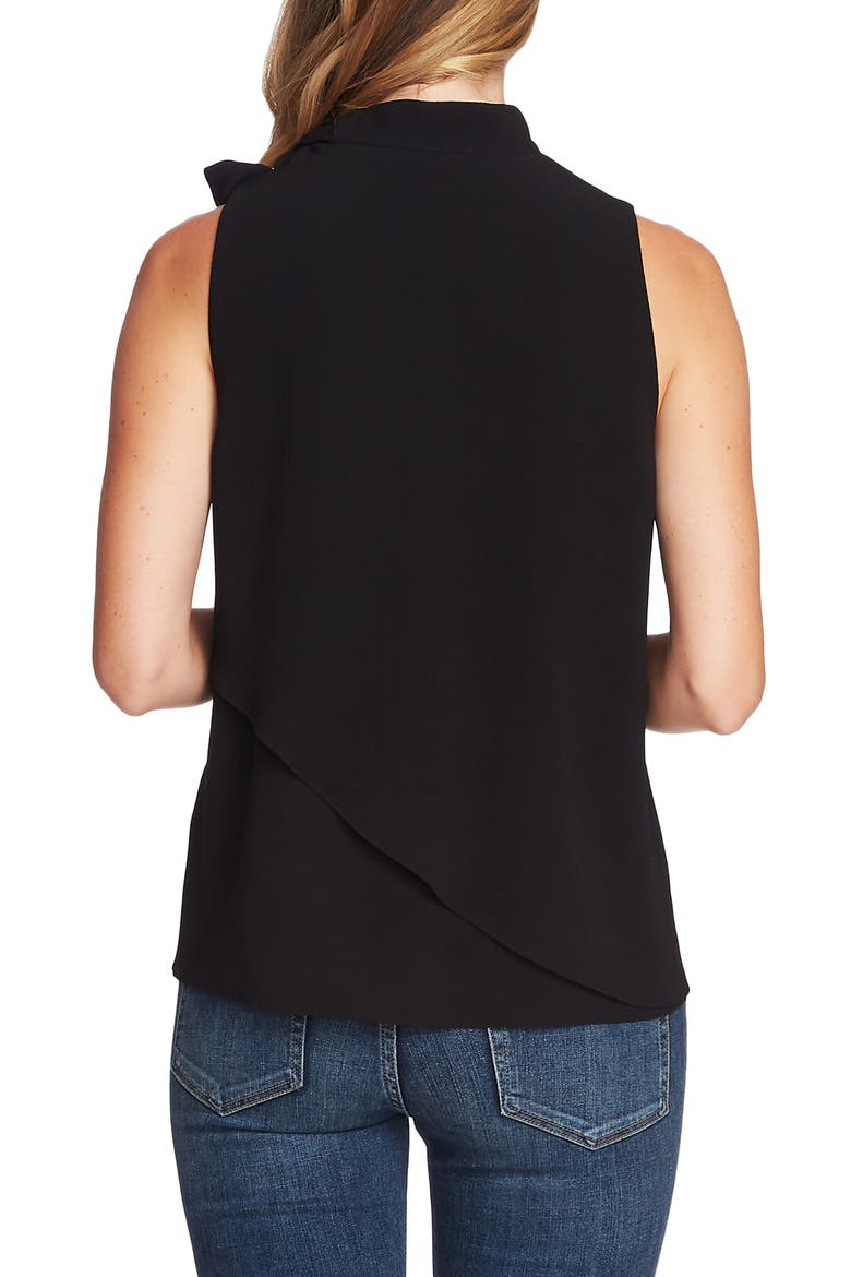 Sleeveless Tie Neck Top, Alternate, color, RICH BLACK