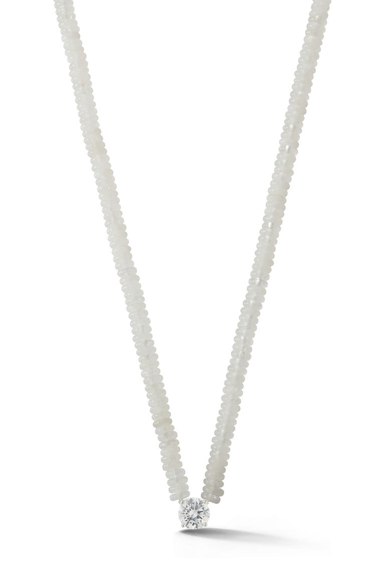 Beaded Round Pendant Necklace, Main, color, SILVER