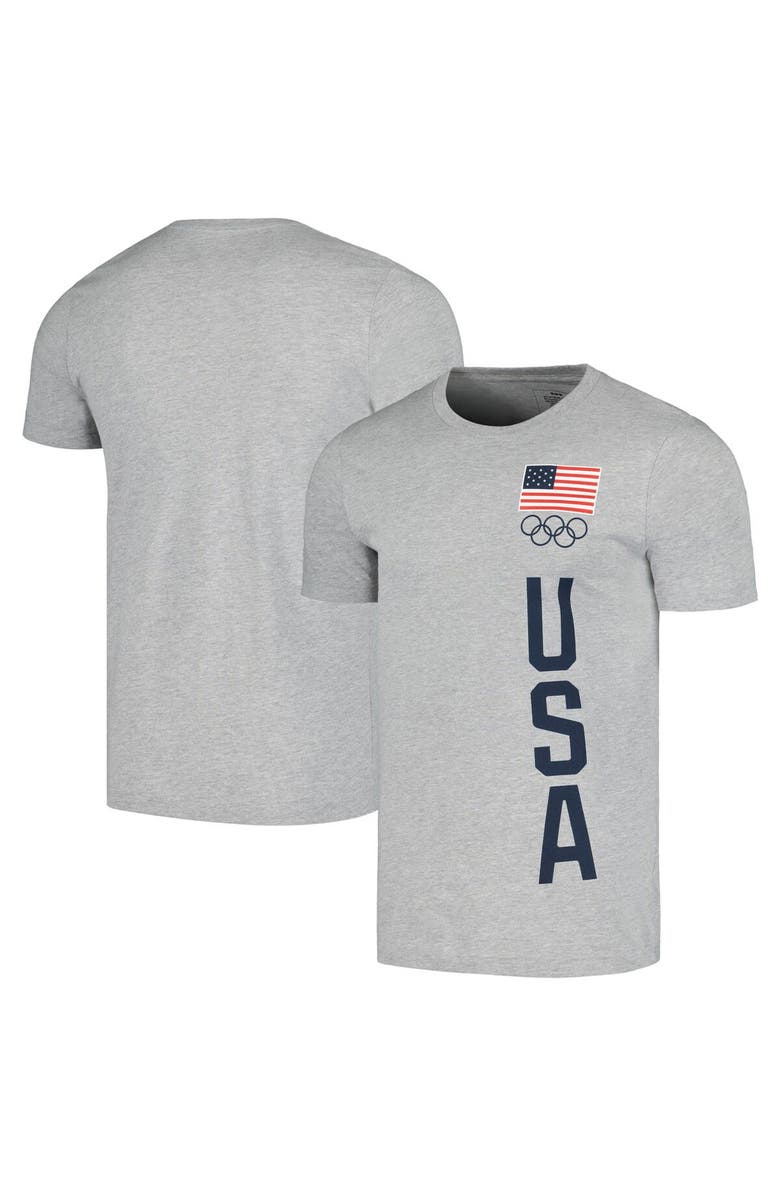 Outerstuff Men's Heather Gray Team USA Flag Five Rings T-Shirt, Main, color,