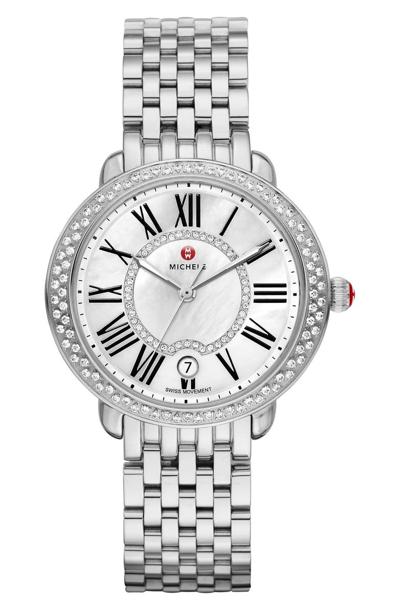 MICHELE Serein 16 Diamond Watch Case, 34mm x 36mm, Alternate, color,