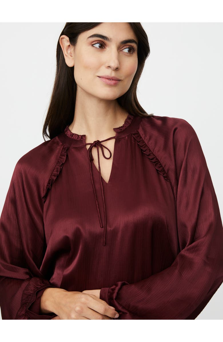 Masai Copenhagen Maberonix Tie Ruffle Neck Blouse, Alternate, color, Tawny Port