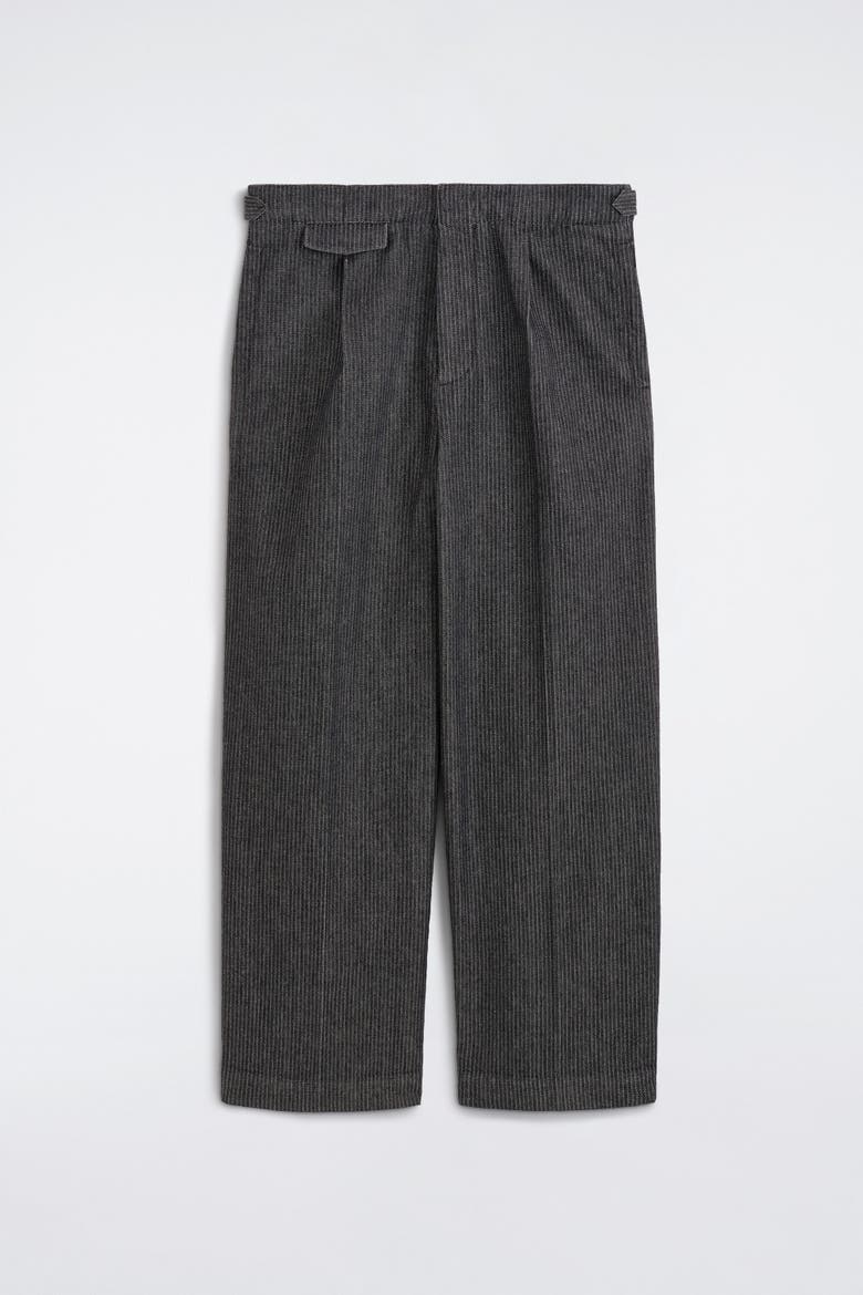 Pinstriped Denim Relaxed-Fit Wide-Leg Pants, Alternate, color, BLACK / PINSTRIPED