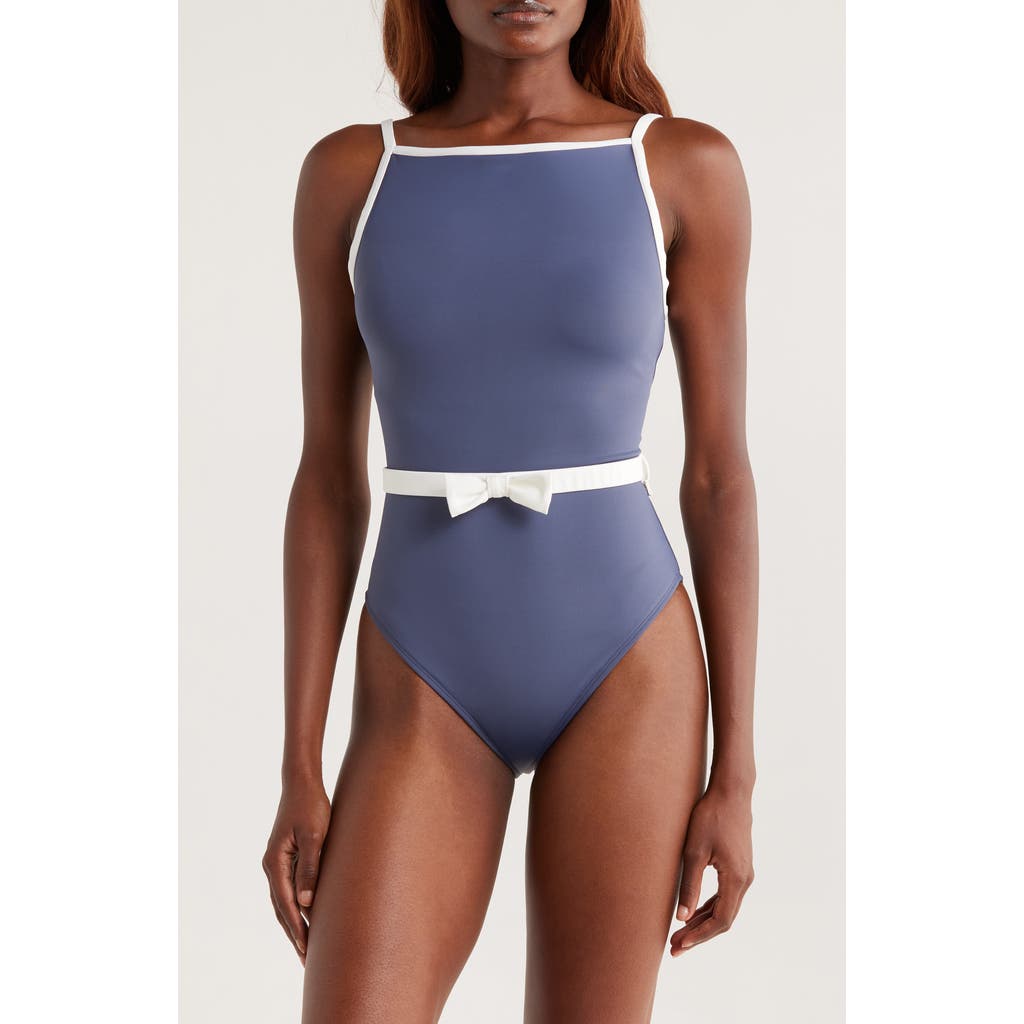 Hutch Bow Belt One-piece Swimsuit In Blue