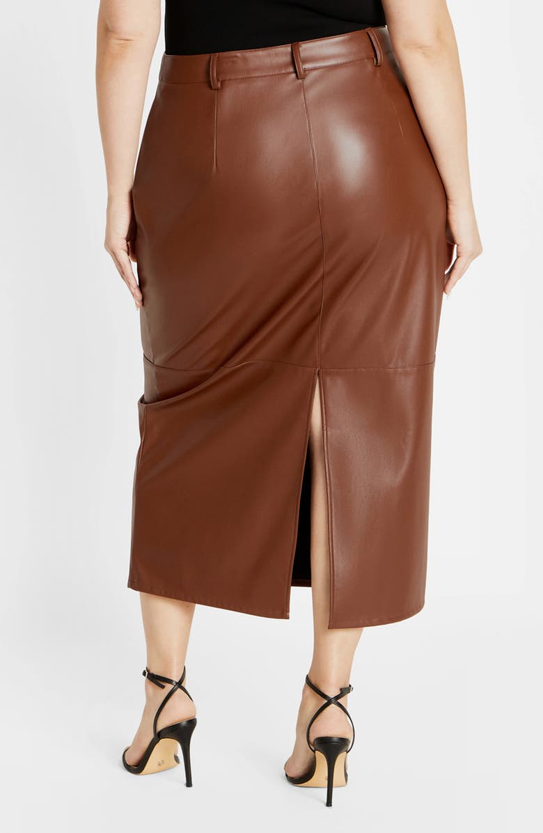 City Chic Aylani Faux Leather Midi Pencil Skirt, Alternate, color, Neutral