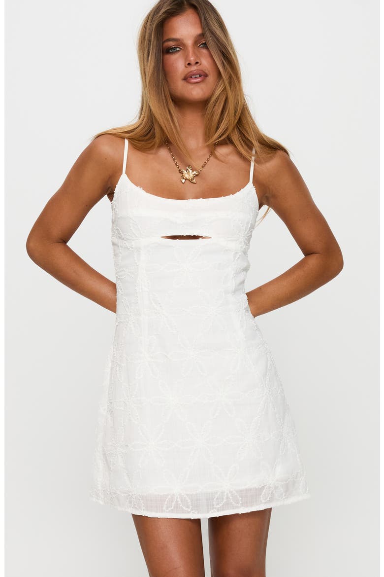 Powell Embroidered Cutout Minidress, Alternate, color, WHITE