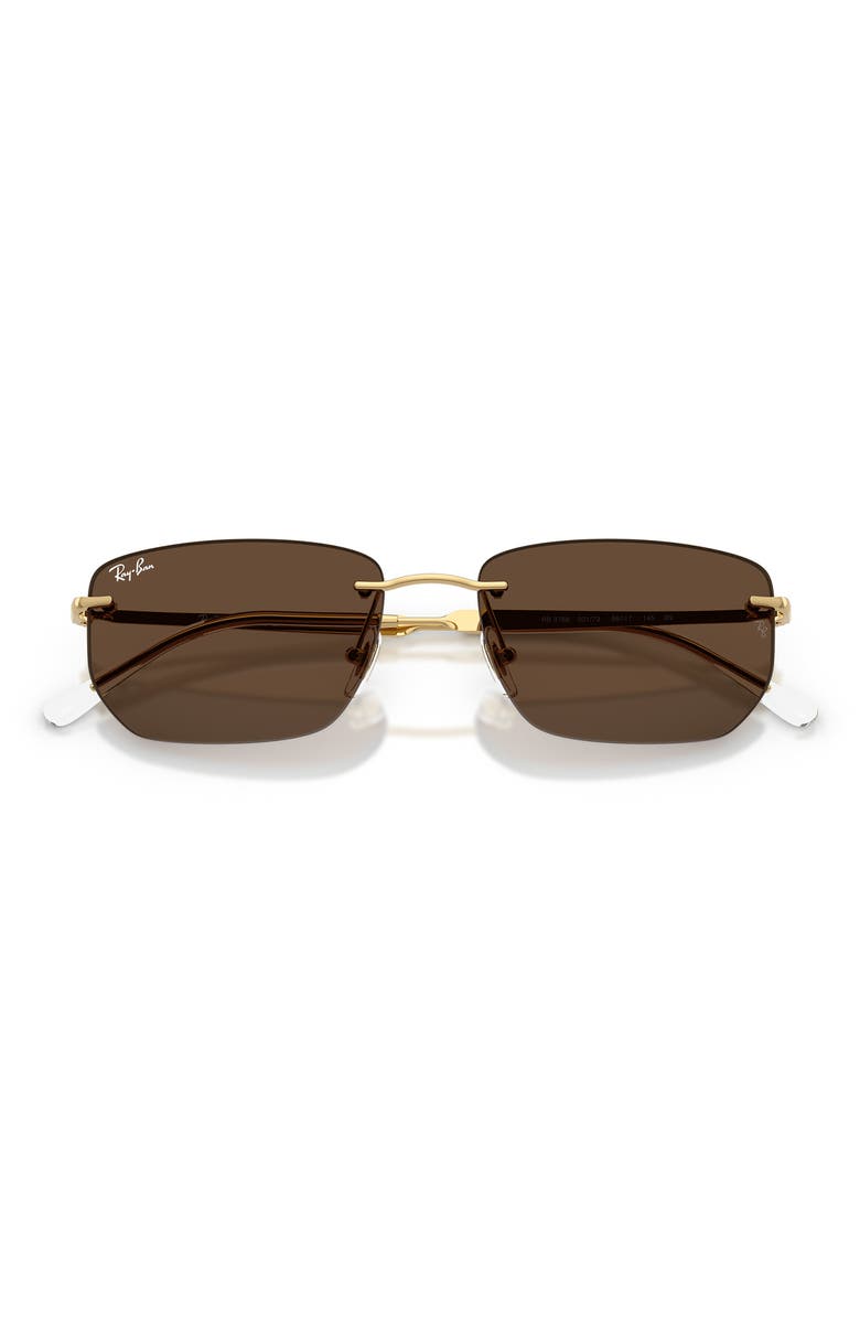 Ray-Ban 56mm Rimless Rectangular Sunglasses, Alternate, color, Arista / Dark Brown