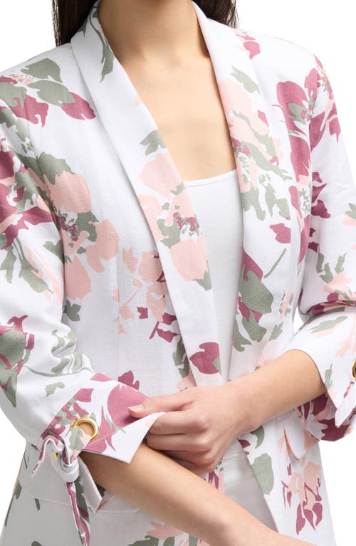 Ellen Tracy Linen Blend Blazer In Peach Bouquet