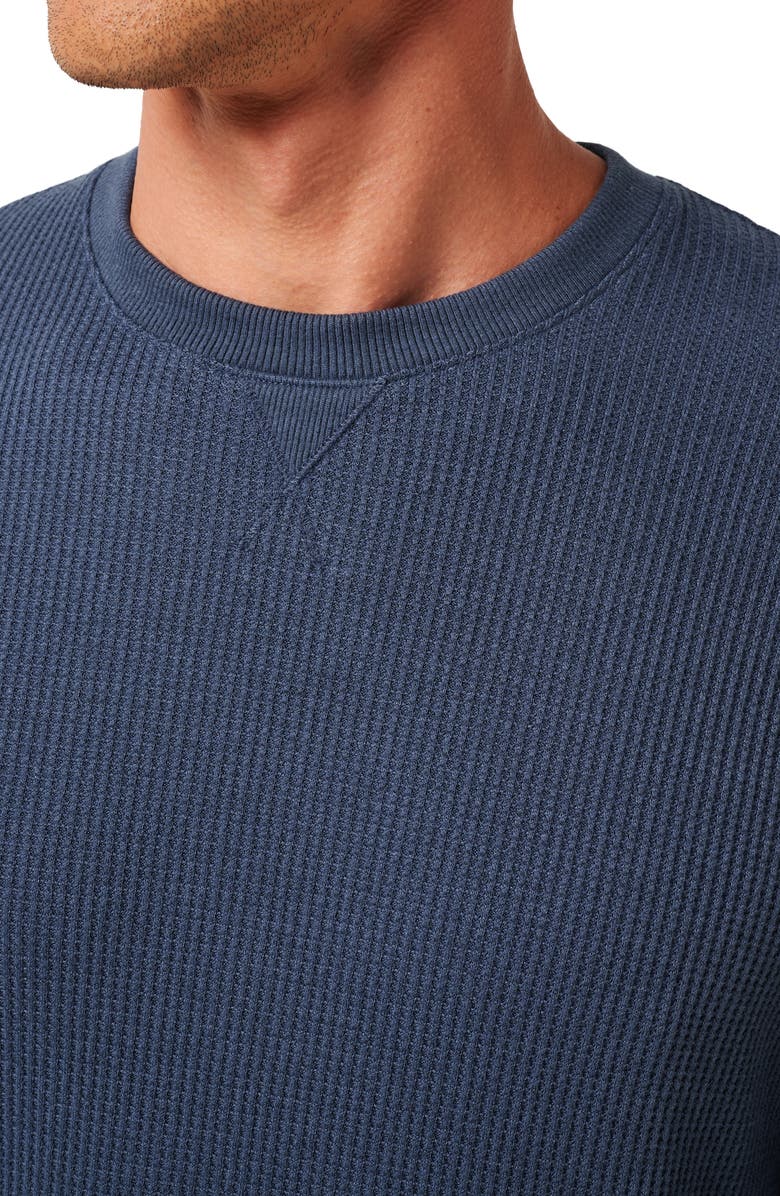 TravisMathew Nonrev Waffle Crewneck Sweatshirt, Alternate, color, Mood Indigo/ Vintage Indigo