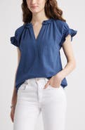 Caslon® Ruffle Cotton Gauze Top
