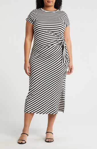 Stripe Knotted Cap Sleeve Shift Dress