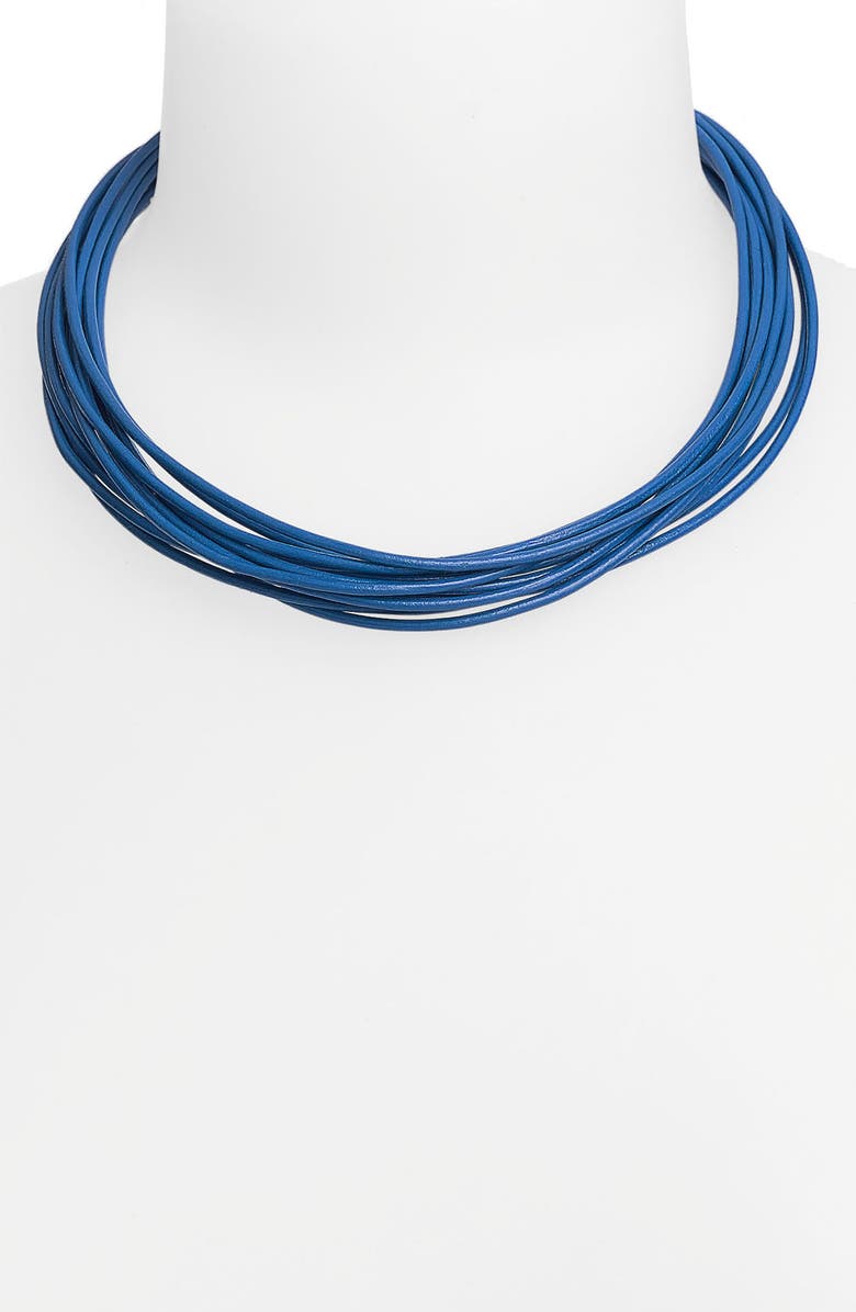 Simon Sebbag Multistrand Leather Necklace, Main, color, Silver/ Royal Blue