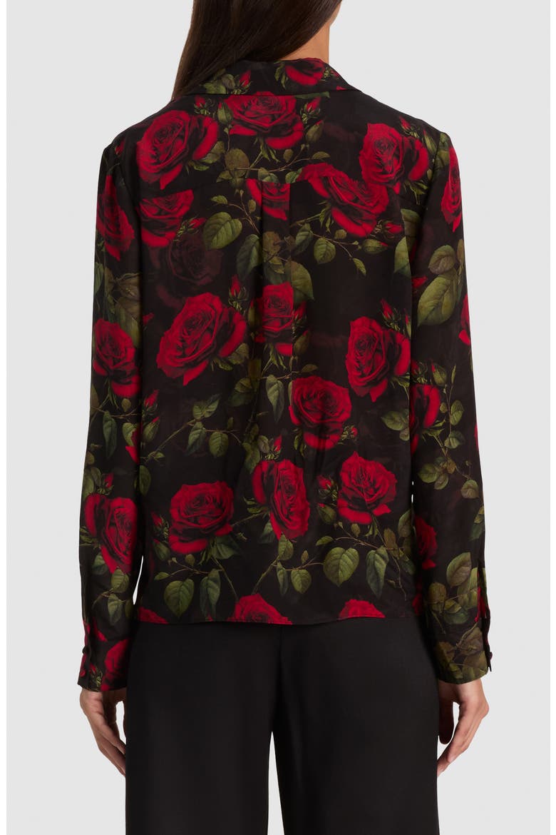 Willa Floral Silk Shirt, Alternate, color, ROUGE ROMANCE BLACK SM