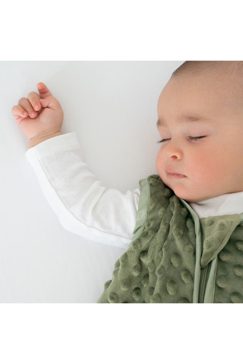 Plush Dots Velboa 1.5 TOG Sleepsack Wearable Blanket, Swaddle Transition Sleeping Bag, Alternate, color, Olive Green