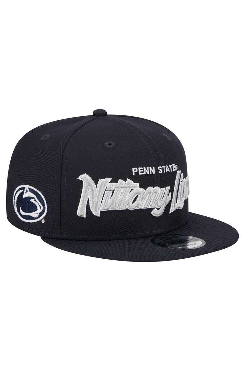 New Era Men's New Era Navy Penn State Nittany Lions Team Script 9FIFTY Snapback Hat, Main, color, 