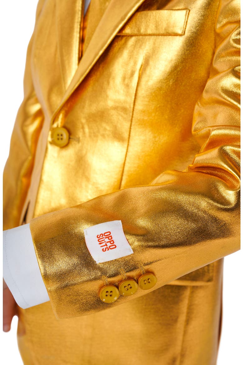 Kids' Groovy Golden Metallic Two-Piece Suit & Tie, Alternate, color, GOLD