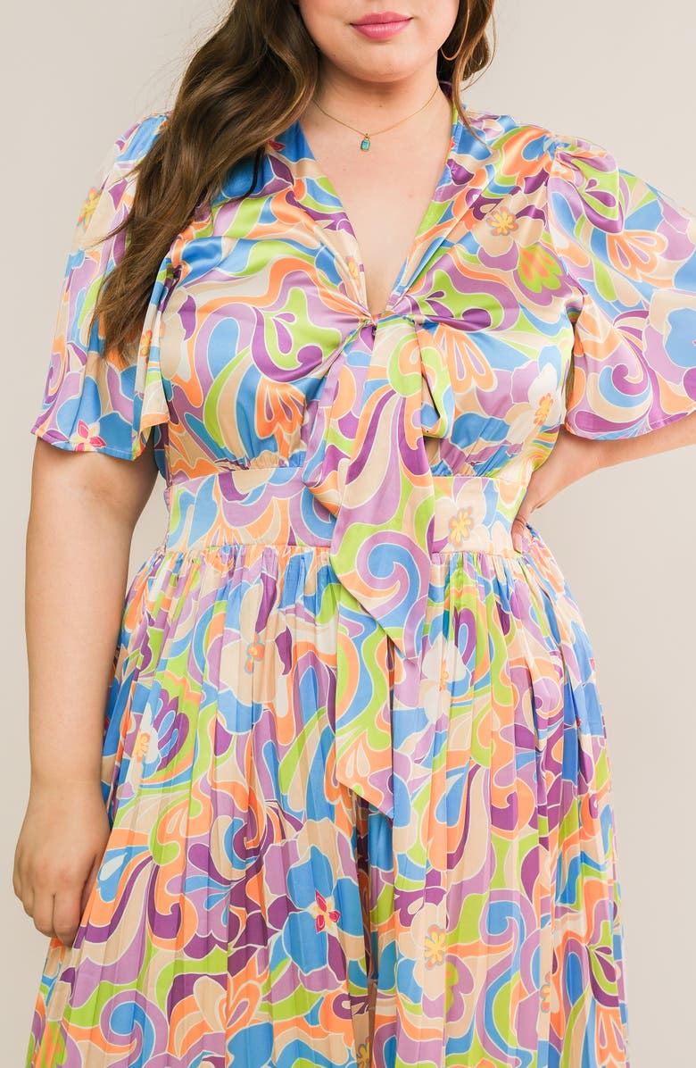 FLYING TOMATO Print Woven Jumpsuit, Alternate, color, Purple Lime