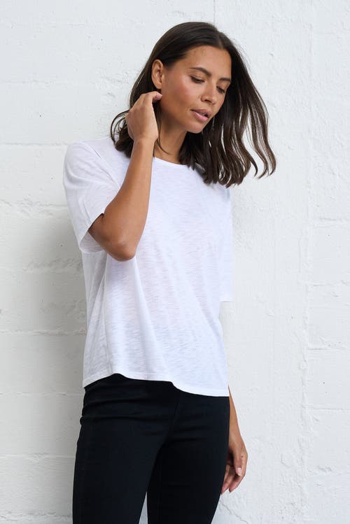 Franne Golde Slub Jersey Elbow Sleeve Crewneck Tee