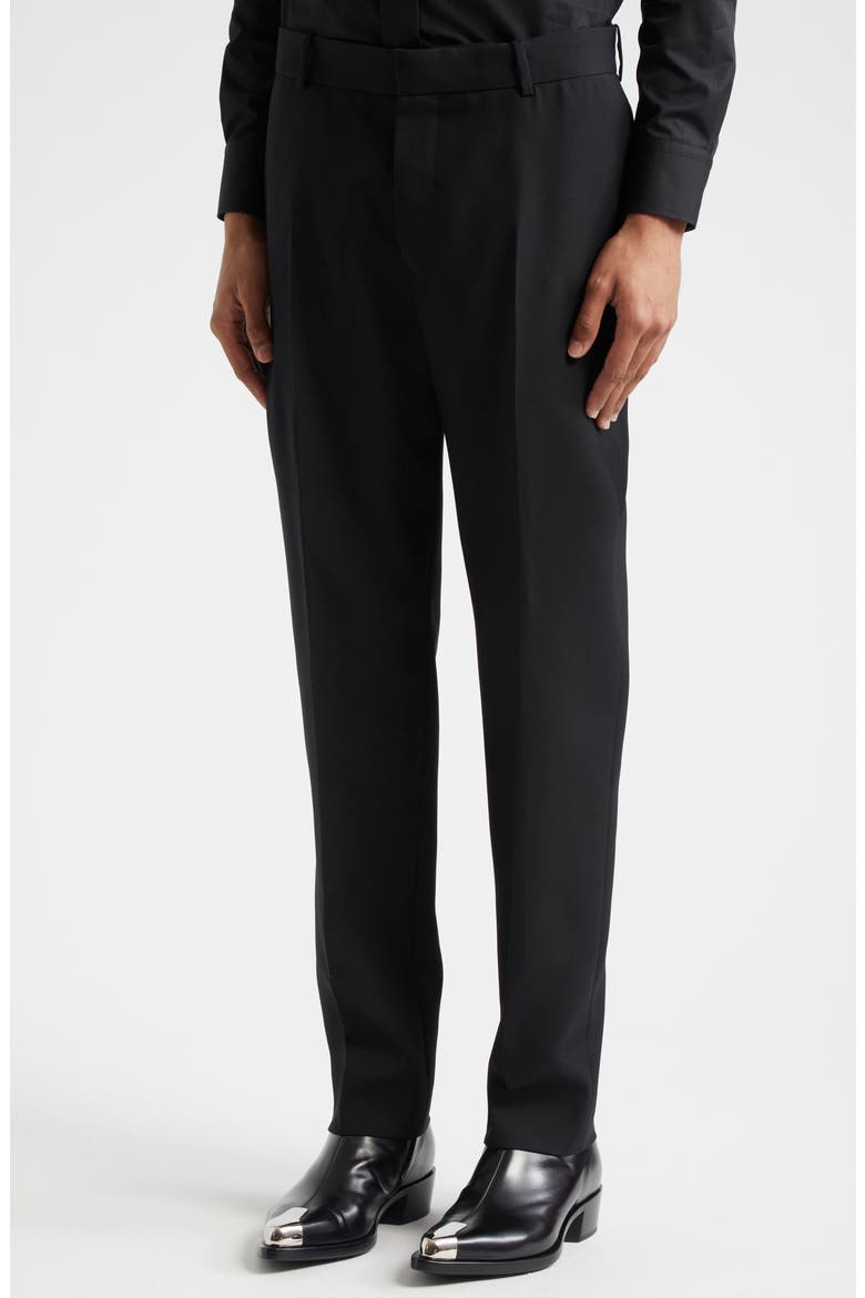 Wool Gabardine Cigarette Trousers, Alternate, color, BLACK
