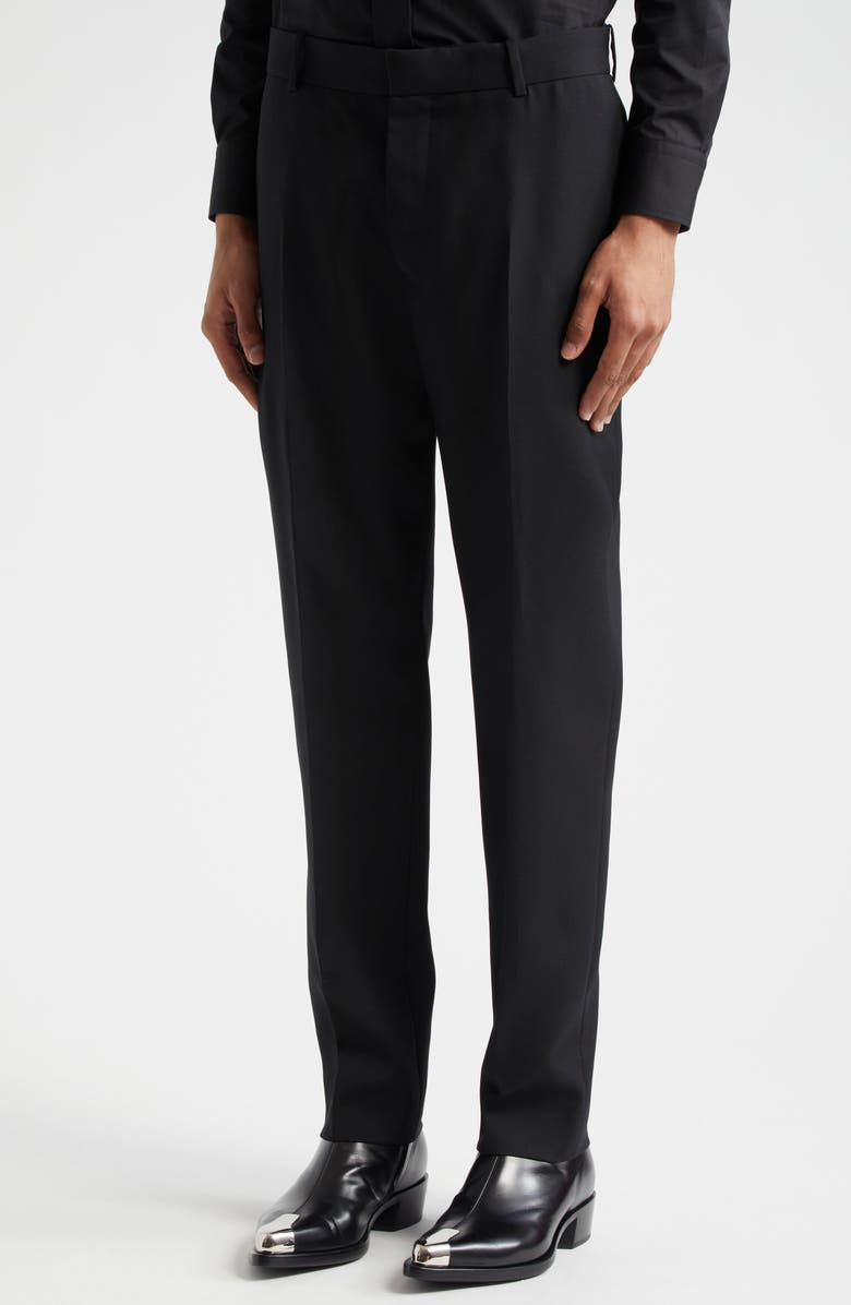 McQueen Wool Gabardine Cigarette Trousers, Alternate, color, Black