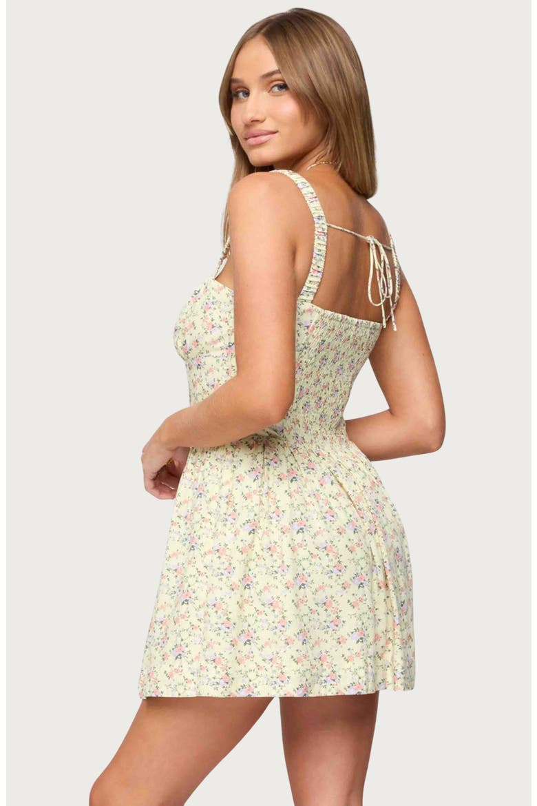 Sadee Ruched Floral Fit & Flare Minidress, Alternate, color, YELLOW