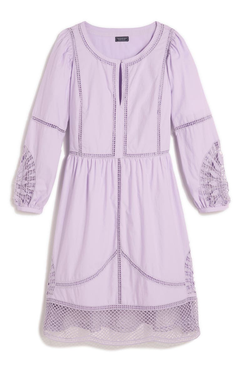 Open Stitch Inset Long Sleeve Dress, Main, color, IRIS