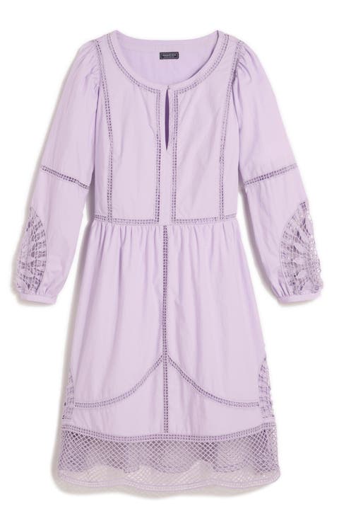 Open Stitch Inset Long Sleeve Dress