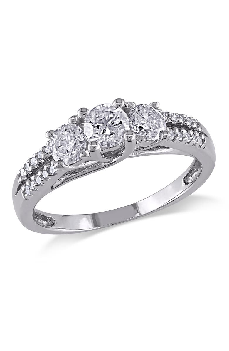 Julianna B. 1 CTW Diamond 3-Stone Engagement Ring 10k, Main, color, 10K White Gold