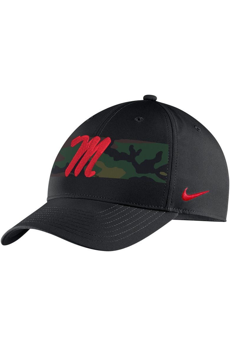 Men's Nike Black Ole Miss Rebels Military Pack Camo Legacy91 Adjustable Hat, Main, color, Black
