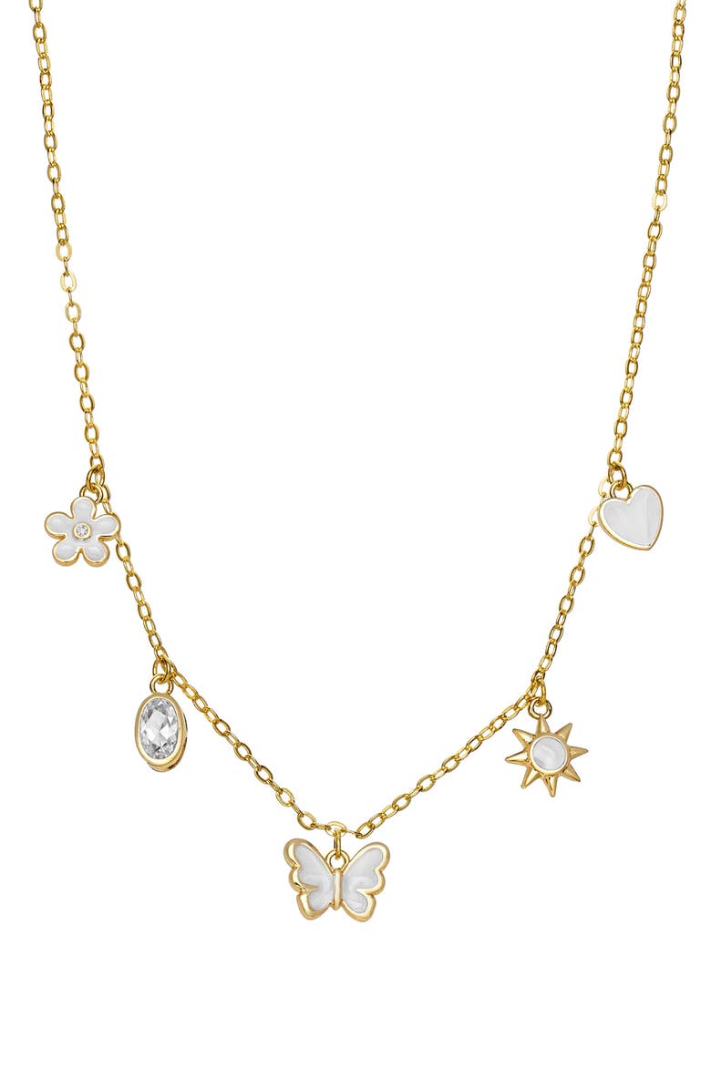 Lily Nily Kids' Enamel & Cubic Zirconia Charm Necklace, Main, color, White