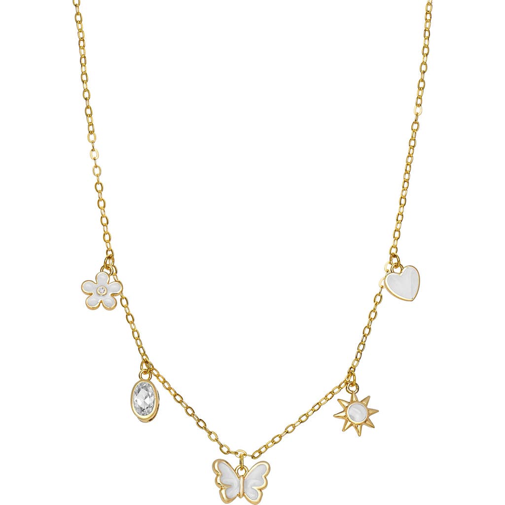 Lily Nily Kids' Enamel & Cubic Zirconia Charm Necklace In White