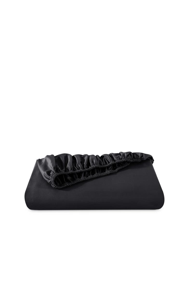 Bare Home 400 Thread Count Organic Cotton Sateen Fitted Sheet, Main, color, Black