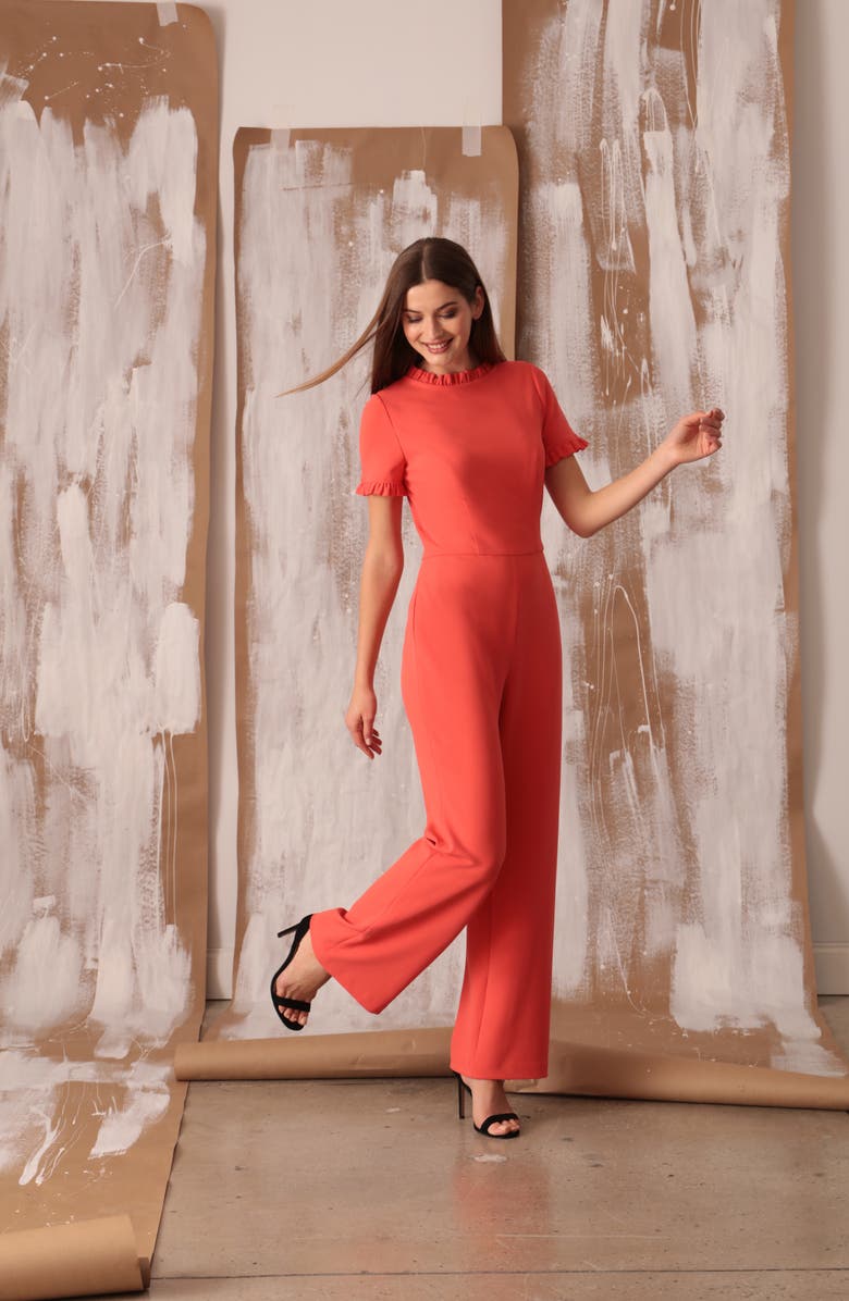 Maggy London Frill Detail Short Sleeve Jumpsuit, Alternate, color, 