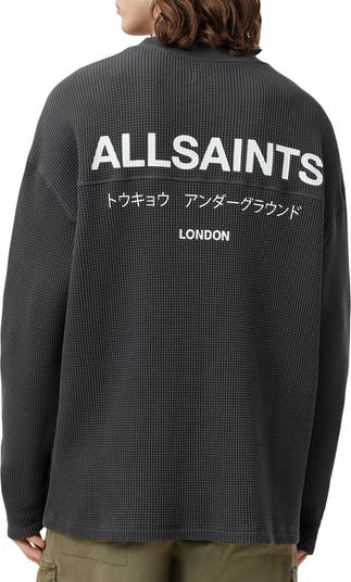 Crypt Waffle Knit Long Sleeve Cotton Graphic T-Shirt