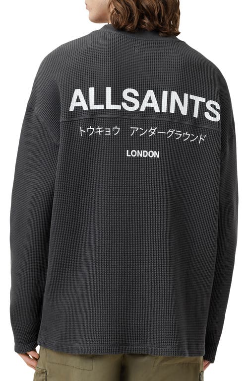 Allsaints Crypt Waffle Knit Long Sleeve Cotton Graphic T-shirt