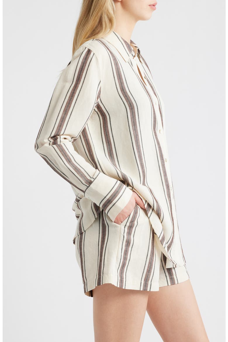 Knox Variegated Stripe Linen Blend Button-Up Shirt, Alternate, color, SEQUOIA STRIPE