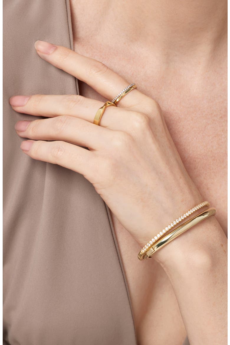 Esme 14k Gold Plate & Cubic Zirconia Band Ring, Alternate, color, GOLD