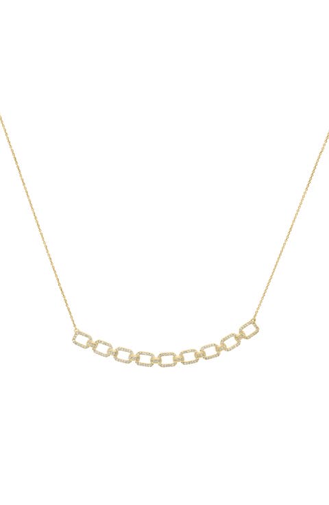 Diamond Chain Link Pendant Necklace