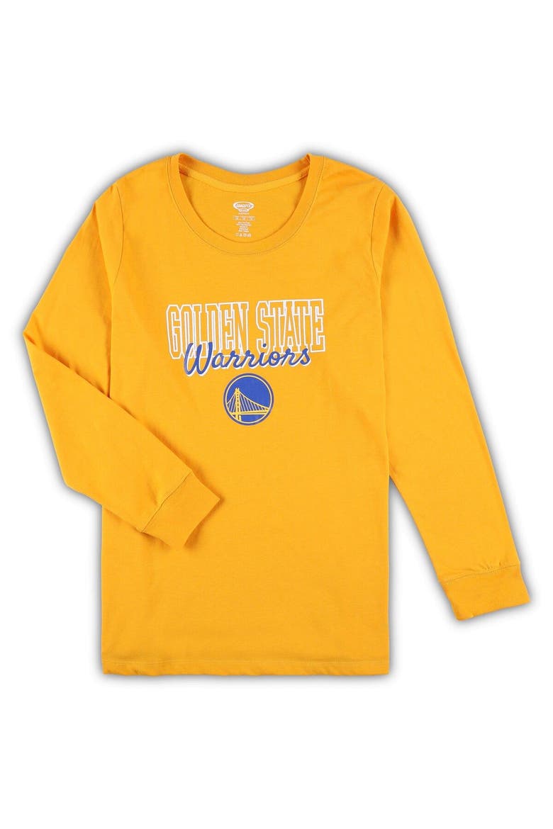 Women's Concepts Sport Gold/Heather Gray Los Angeles Lakers Plus Size Long Sleeve T-Shirt and Shorts Sleep Set, Alternate, color, Gold