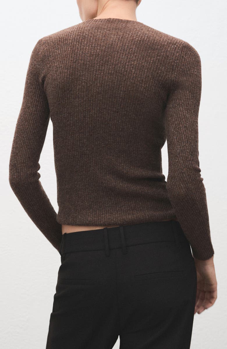 MANGO Mock Neck Rib Sweater, Alternate, color, Chocolate