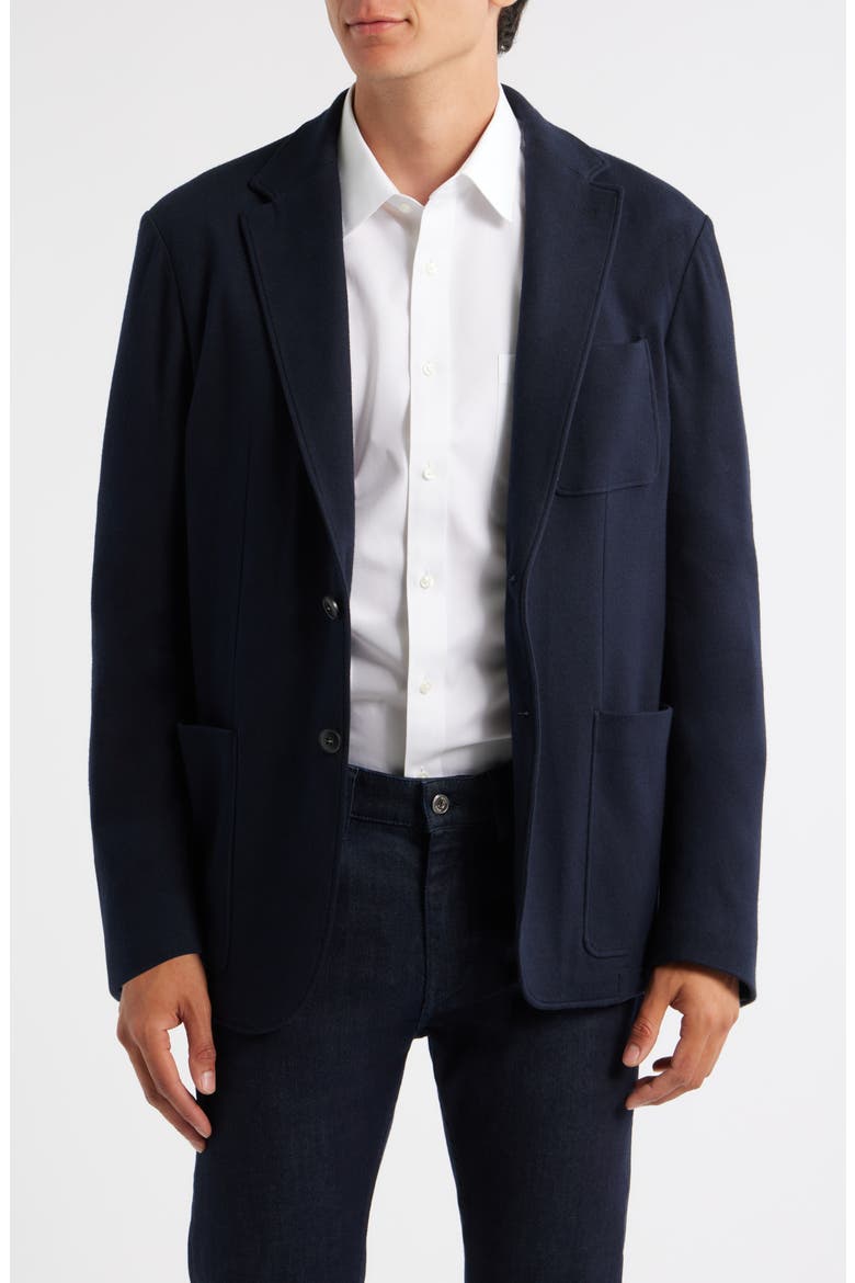 Trim Fit Cotton & Cashmere Jacket, Main, color, NAVY